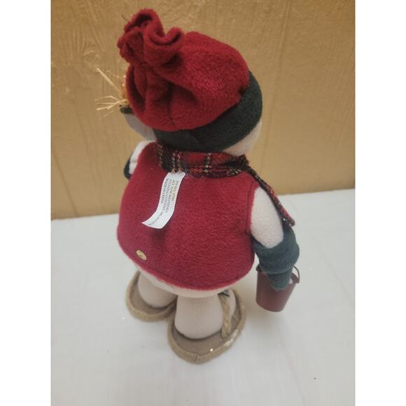 Snowman In Snowshoes Standing 14" Broom Pale of Snowballs Table Top Decor - Picture 5 of 8